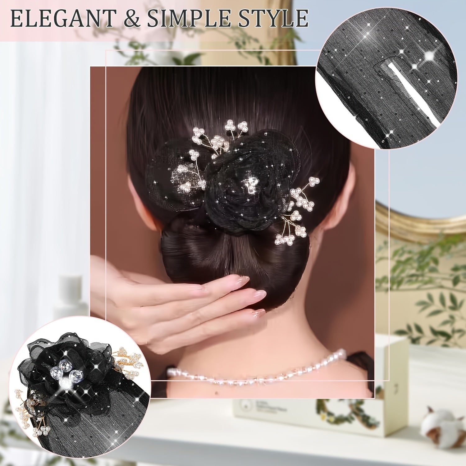 Hair Bun Styling Accessory for Women Satin Hair Donut with Elastic Band