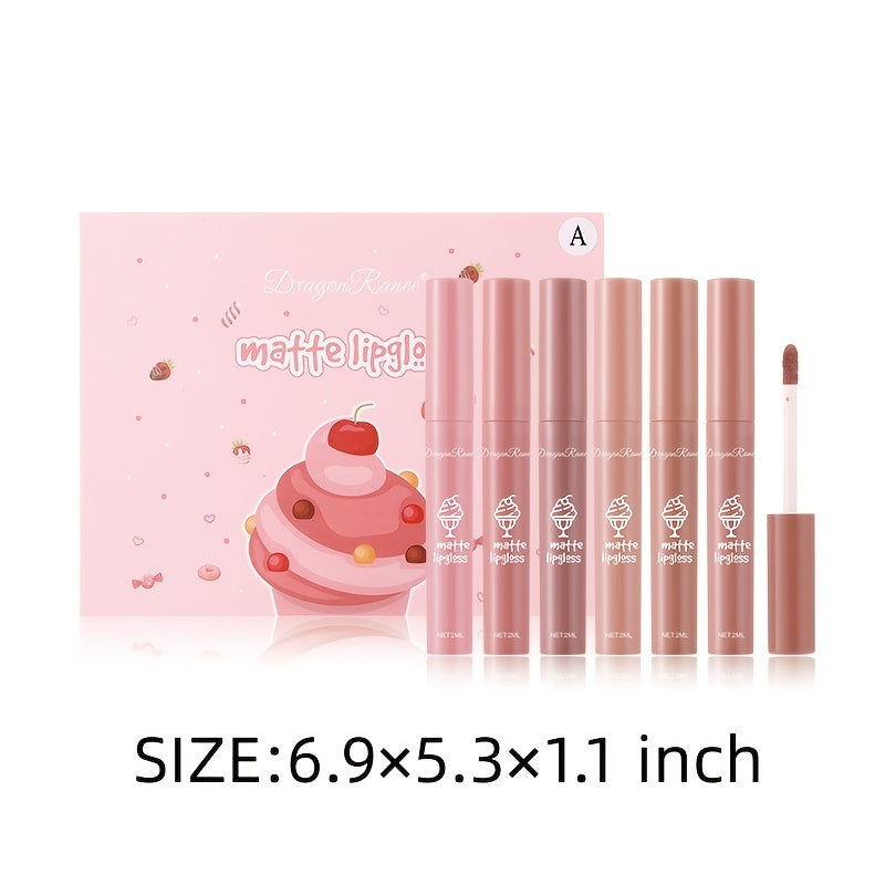 Set de 6 brillos labiales para mujer, color piel nude, de larga duración, a prueba de agua