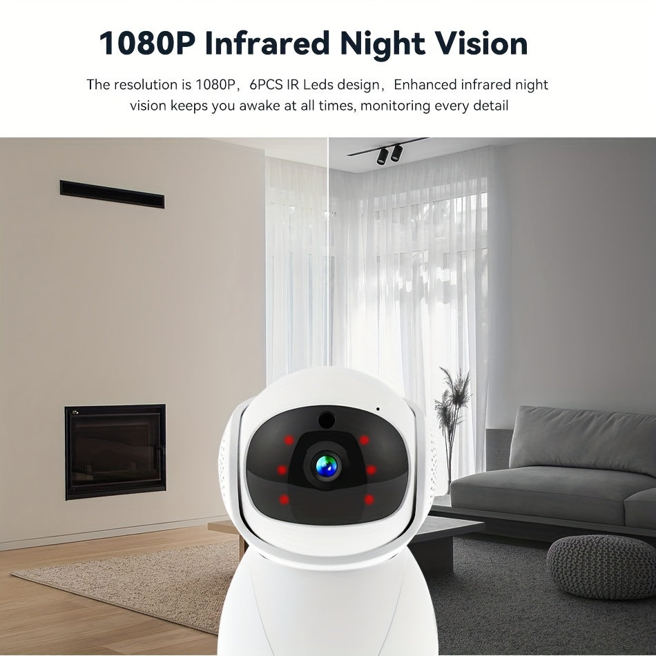 Indoor Security Camera 1080P HD Night Vision Two-Way Audio WiFi Tracking