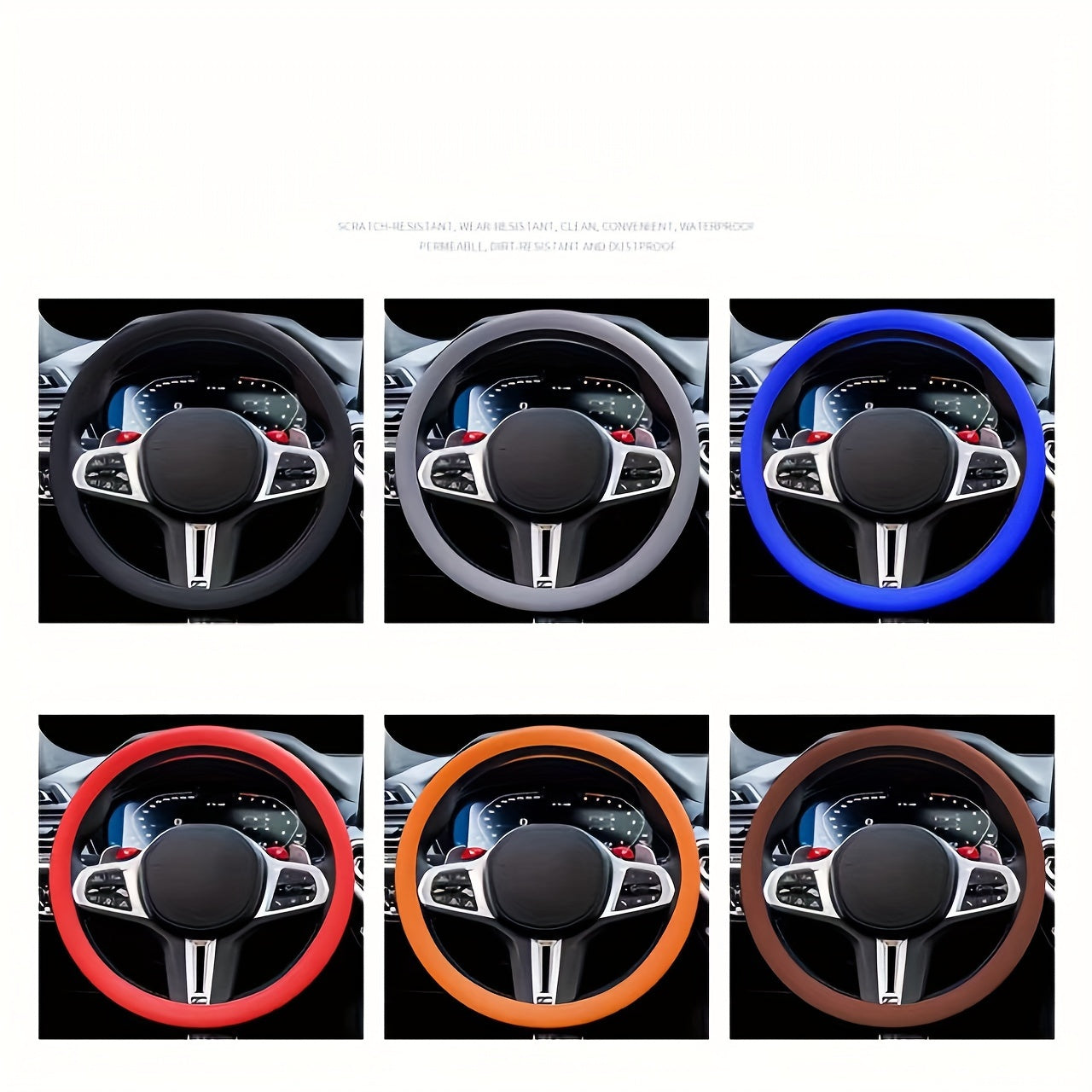 Universal Fit Silicone Steering Wheel Cover Anti-Slip Elastic Grip Car Accessory