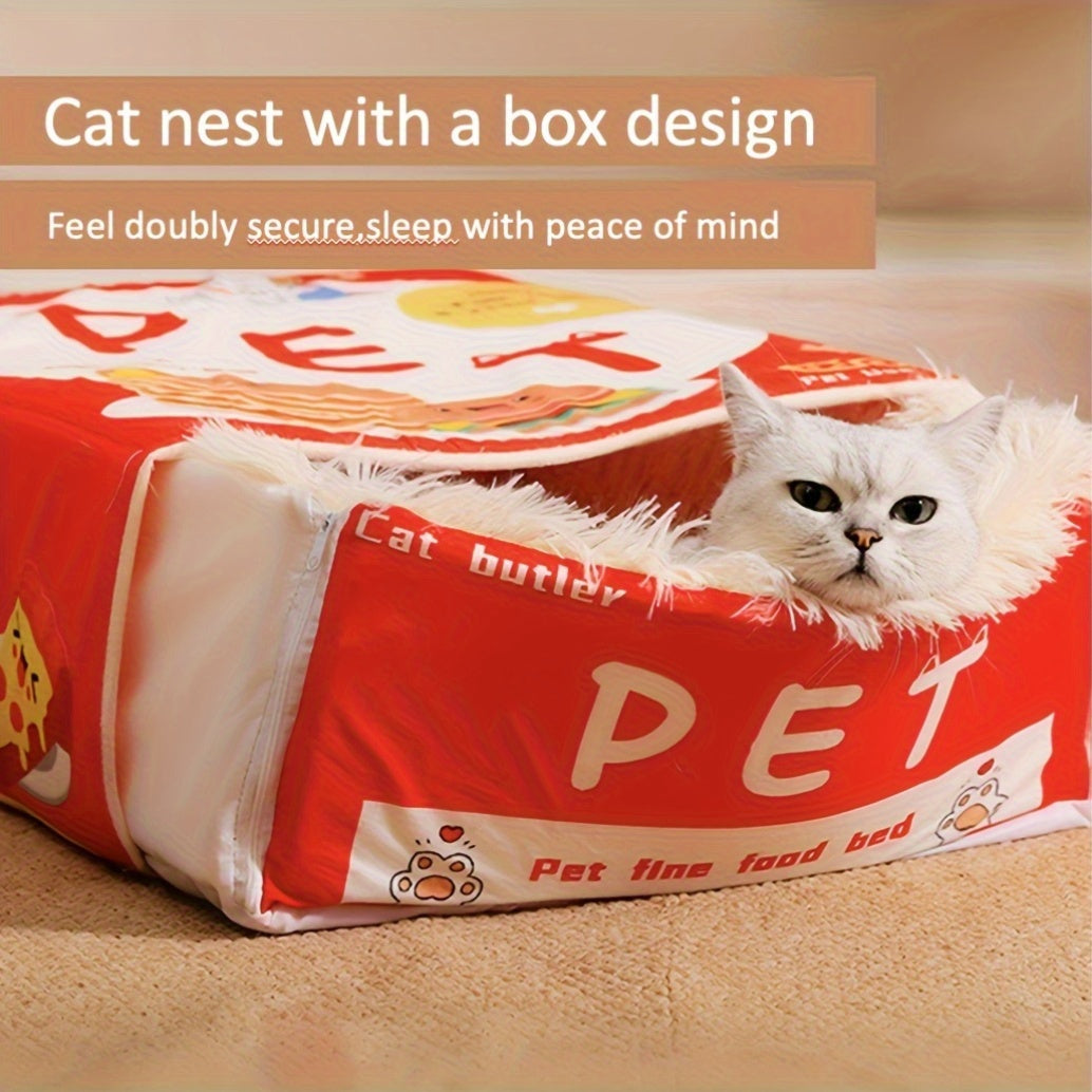Fully Enclosed Cat Bed for All Seasons Warm Cozy Pet House Gift