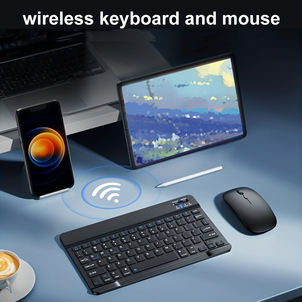 Portable Wireless Mini Keyboard and Mouse Combo with Rechargeable Battery and Optical Tracking