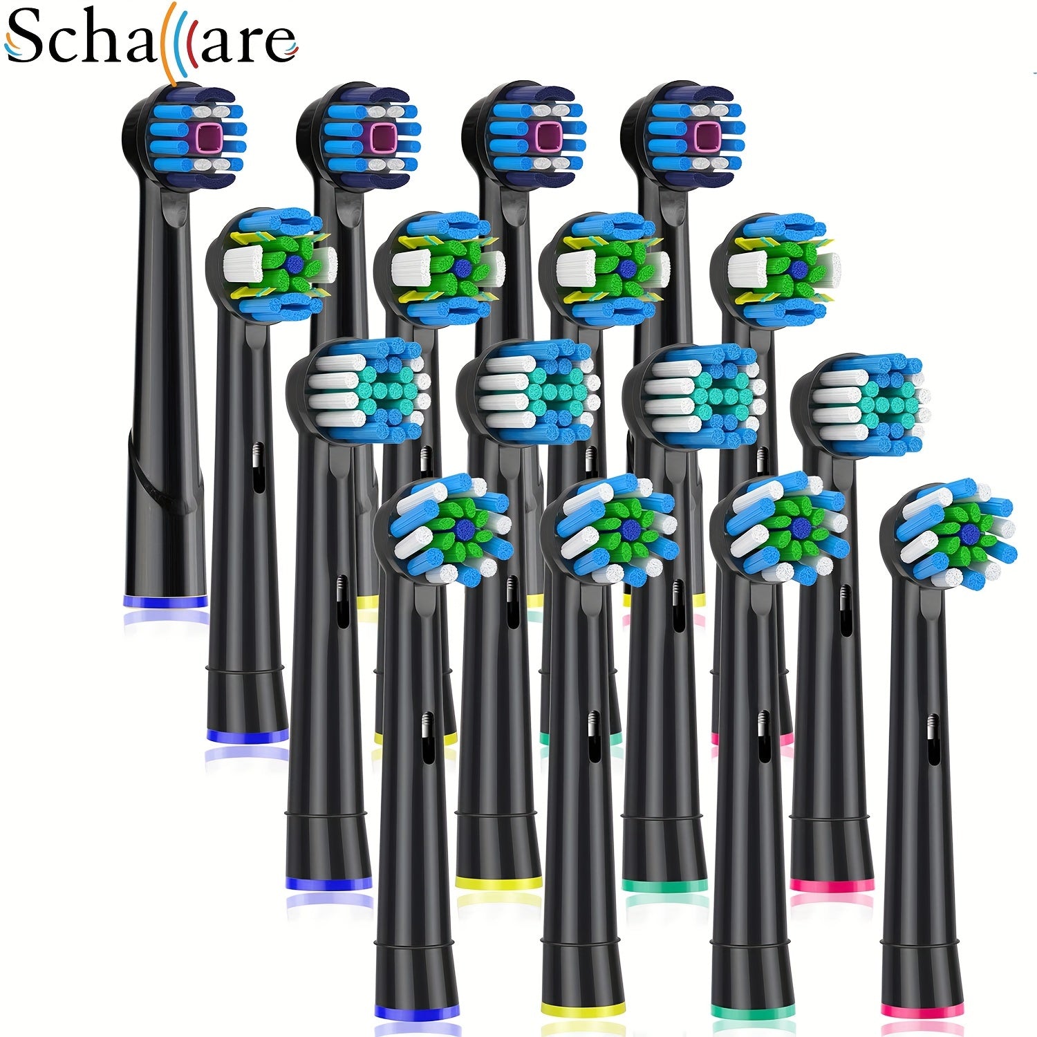 Elektr tish tozalash uchun 16 dona almashtirish tish cho'tkasi boshli tozalash uchun aniq oqartirish