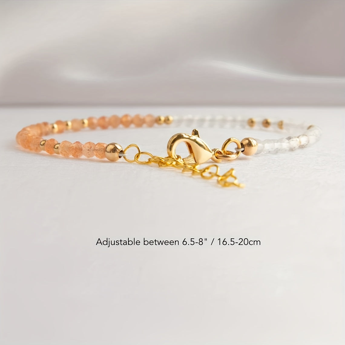 Women’s Moonstone and Sunstone Beaded Bracelet for Gift and Jewelry