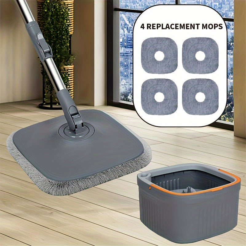 Mopa rotativa manual de plástico duradero con cubeta única para limpieza en múltiples superficies