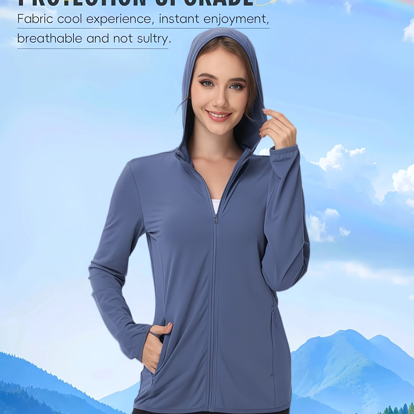 Plus Size Women's Lightweight Breathable Hooded Jacket for Outdoor Activities