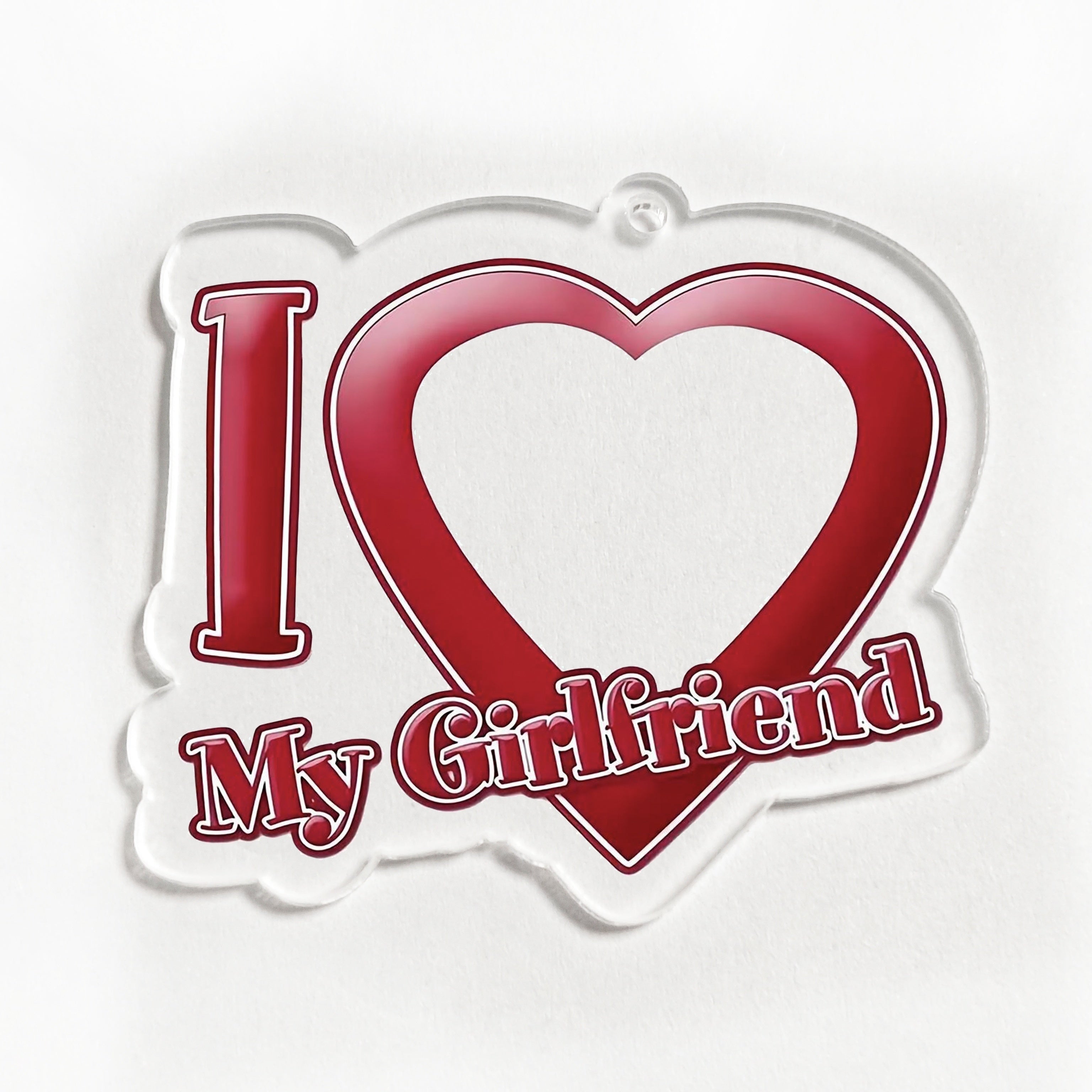 Personalized Acrylic Heart Keychain with UV Portrait and Alphabet Theme for Valentine's Day