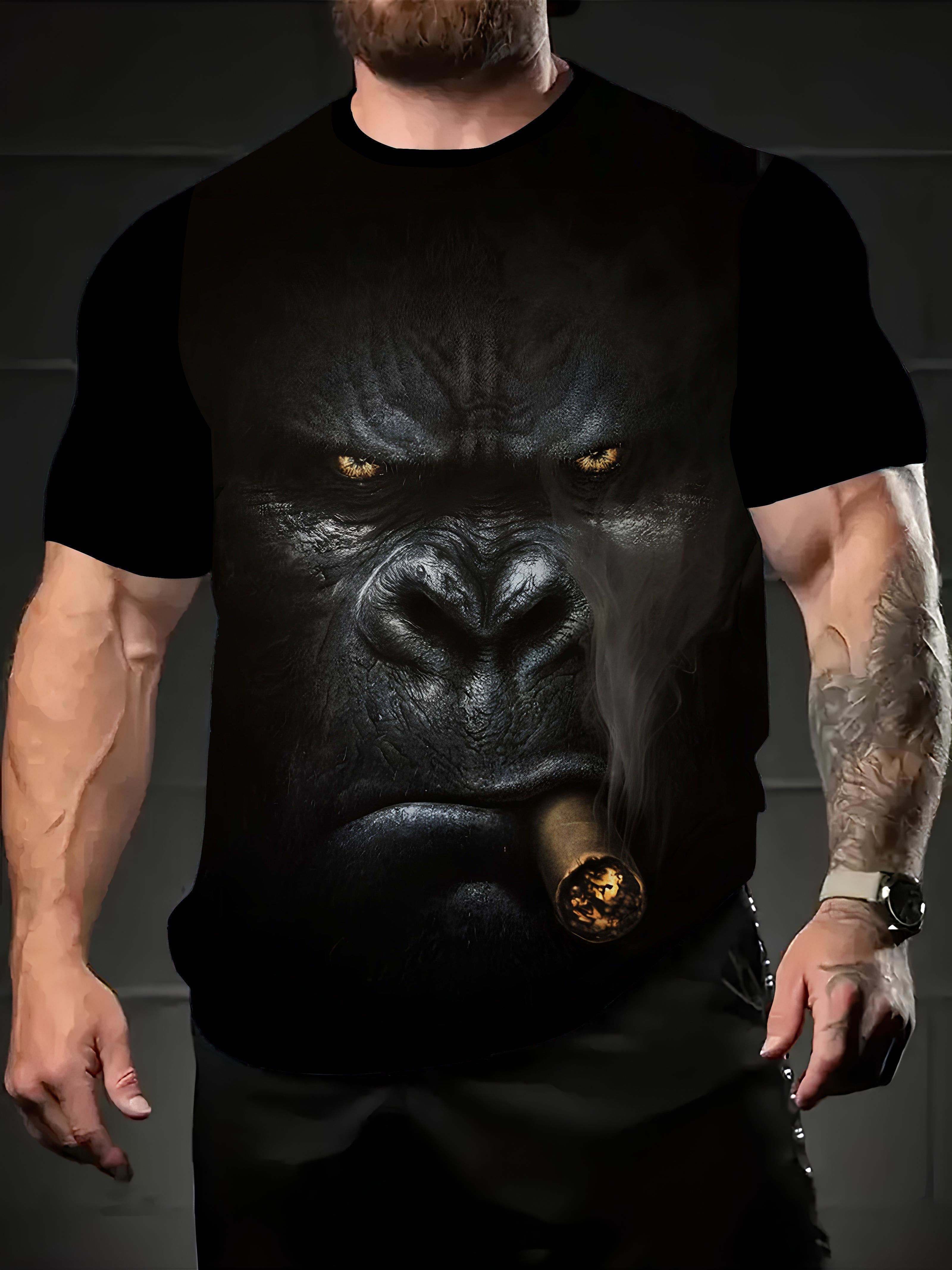 Men's 3D Gorilla Print T-Shirt Casual Streetwear Animal Design Polyester Summer Plus Size