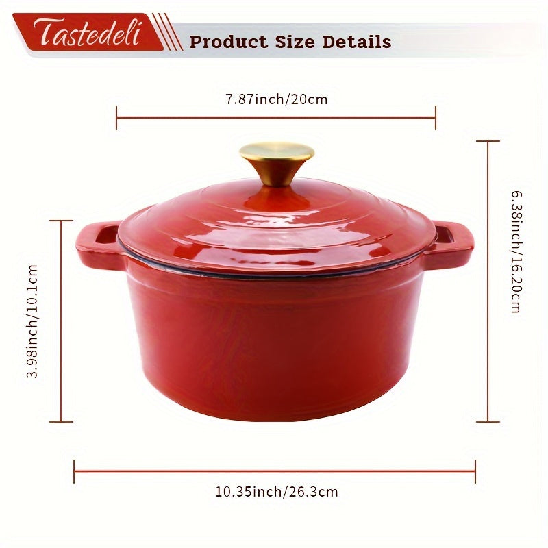 Enamelled Cast Iron Dutch Oven 20cm 2.75qt Round Kitchen Cookware