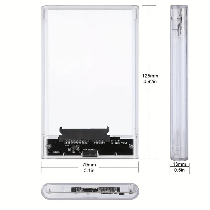 Transparent USB 3.0 External Hard Drive Enclosure for 2.5 Inch SATA HDD SSD