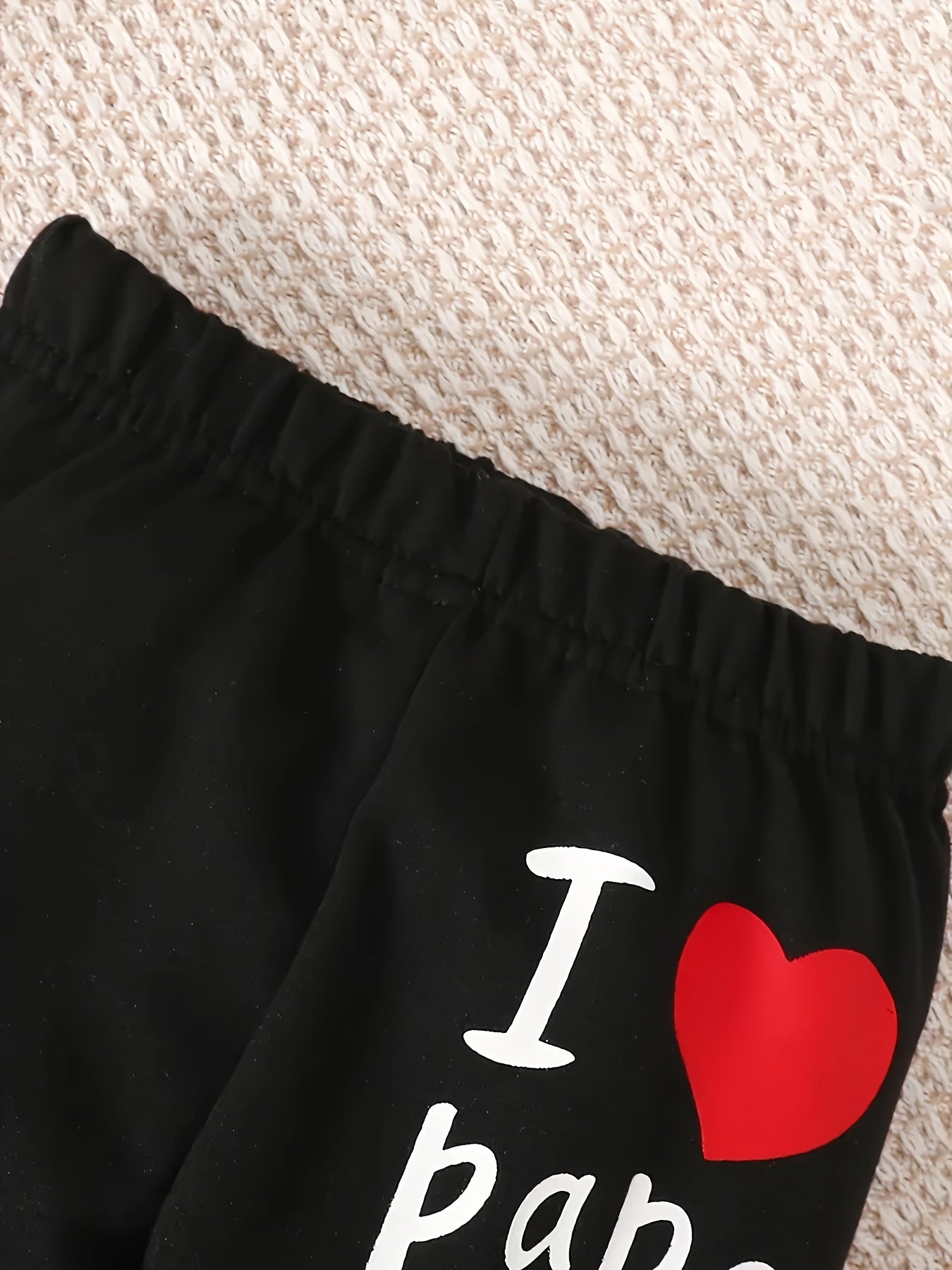 Комплект из 2 предметов с принтом "Я люблю папу": худи и брюки из полиэстера для мальчиков и девочек, предназначенный для уличной носки.