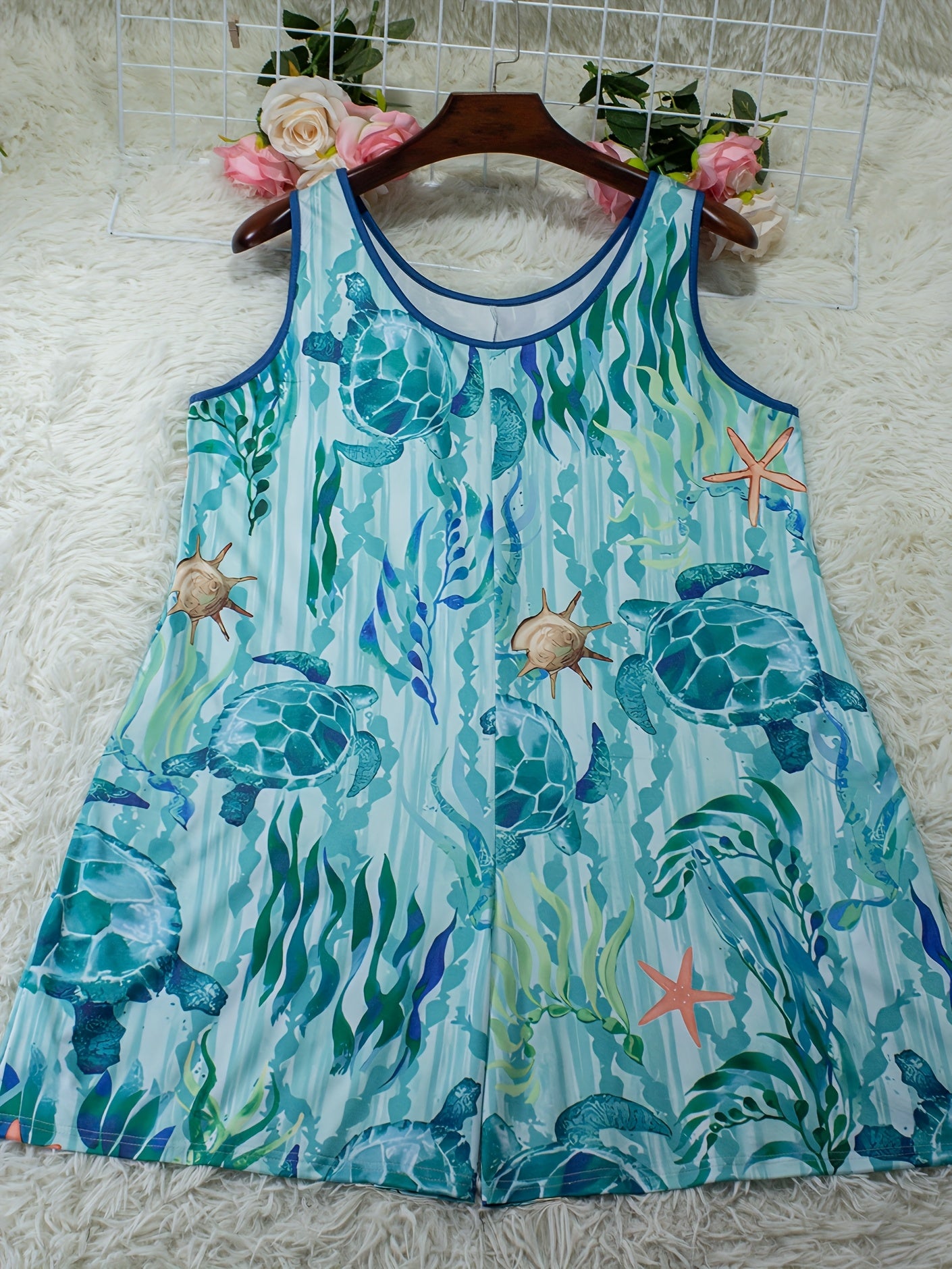 Women's Sleeveless Jumpsuit Ocean Animal Print Casual Beachwear