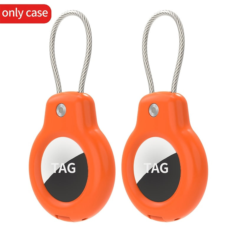 2 piezas de fundas protectoras de acero inoxidable para AirTag, llavero antirrobo, etiqueta de equipaje