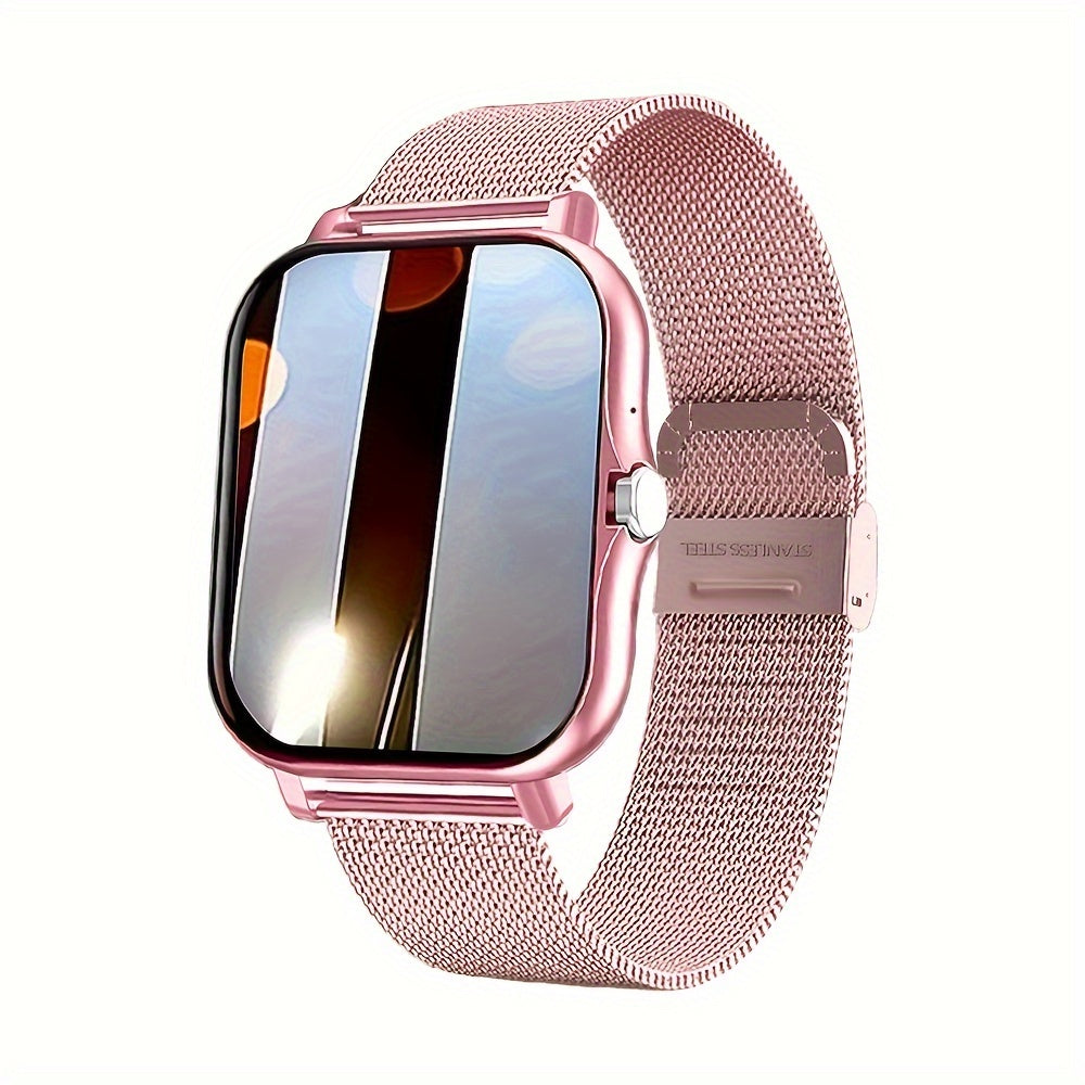 Sports Smart Watch 3.66cm Digital Display Wireless Calling Sports Modes Sedentary Reminder Weather Message Alerts Stainless Steel Square Case