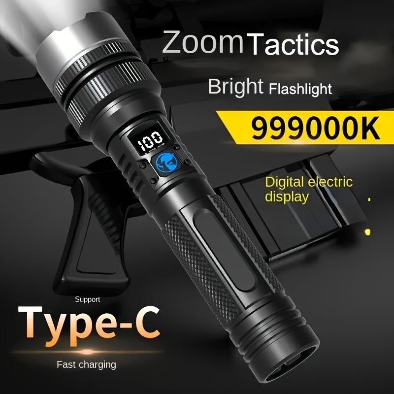 USB перезаряжаемый светодиодный фонарик с цифровым дисплеем - компактный и прочный для использования на открытом воздухе в экстренных ситуациях.