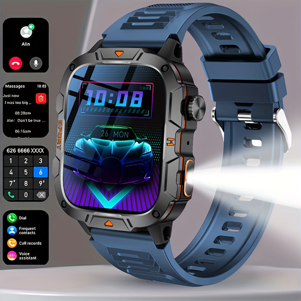 Reloj inteligente LED para deportes al aire libre para hombres, pantalla táctil completa de 4.98cm, llamadas inalámbricas, compatible con Android y iPhone