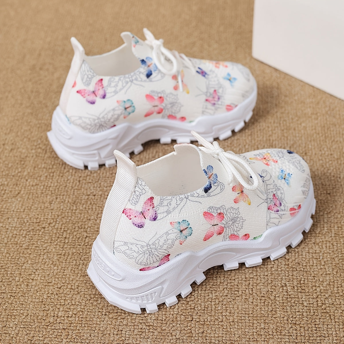 Girls Boys Toddler Butterfly Pattern Casual Sneakers Non-slip Fabric Low Top Running Hiking Outdoor