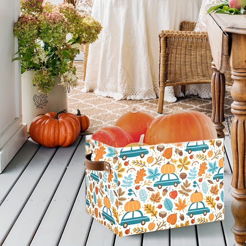 Pumpkin-Shaped Storage Basket for Thanksgiving and Fall Decor, Organizing Toys and Clothes