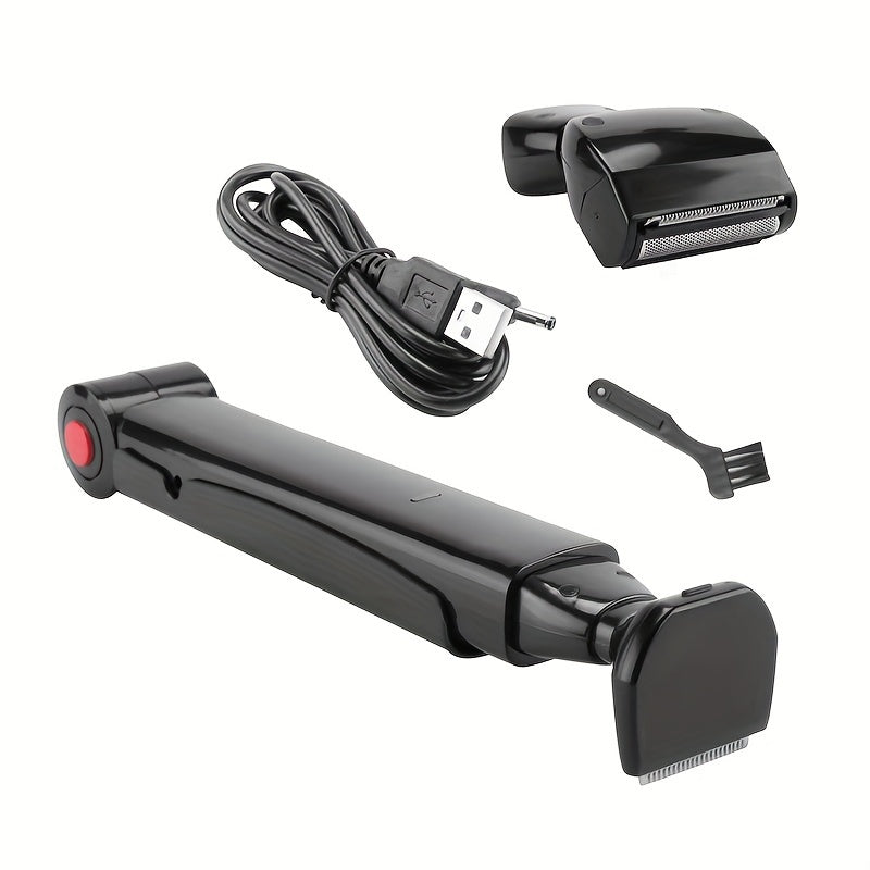 Men's Body Shaver with Adjustable Handle and Shock-Absorbing Heads