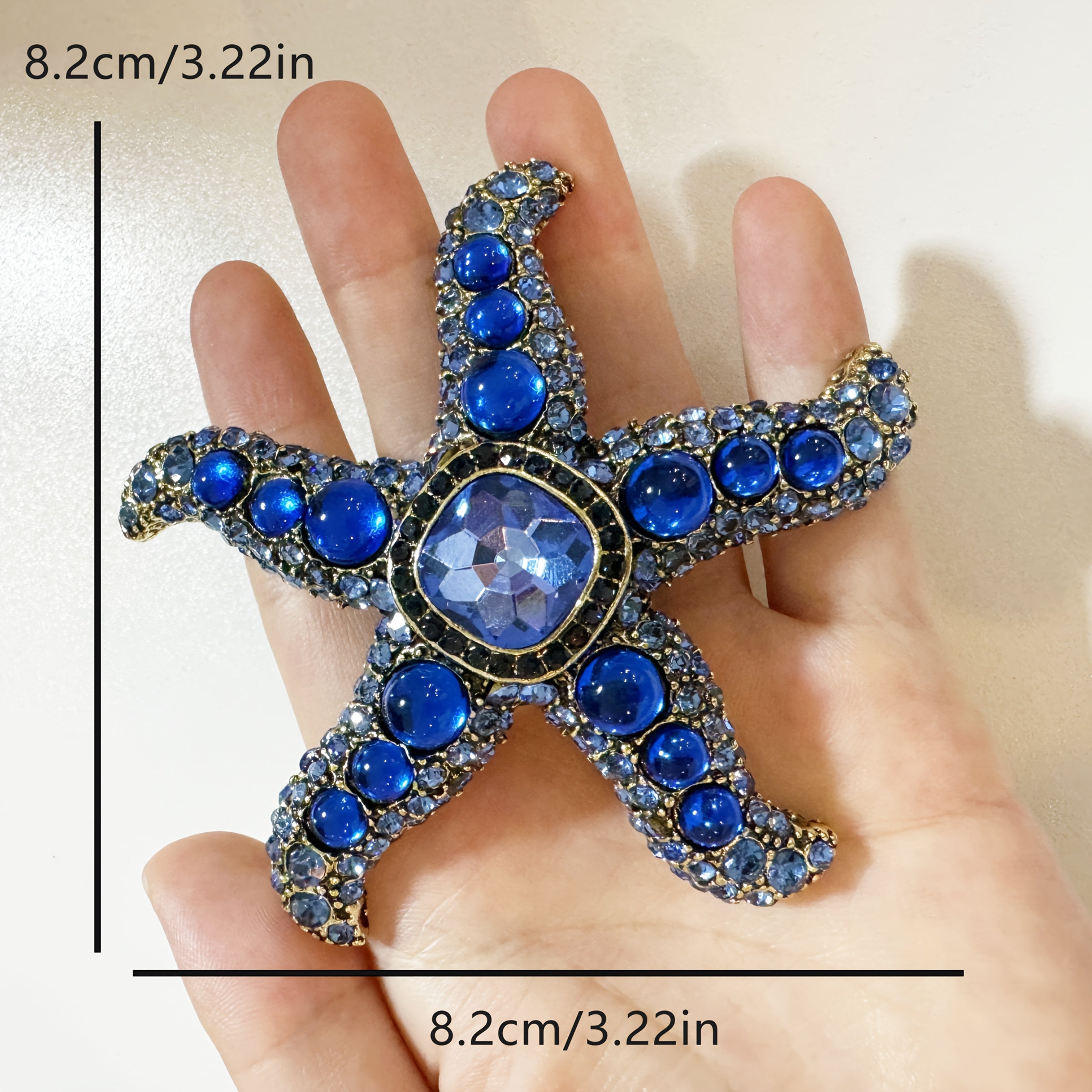 Uniseks Koʻk Rhinestone Yulduzli Baliqchilik Brooch Pin Barok uslubidagi zargarlik buyumlari