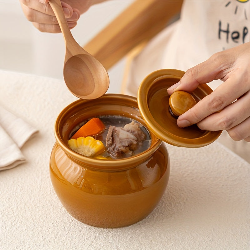 Single Serving Ceramic Stew Pot with Lid Multiple Colors Food Safe Leak Proof for Soups Vegetables
