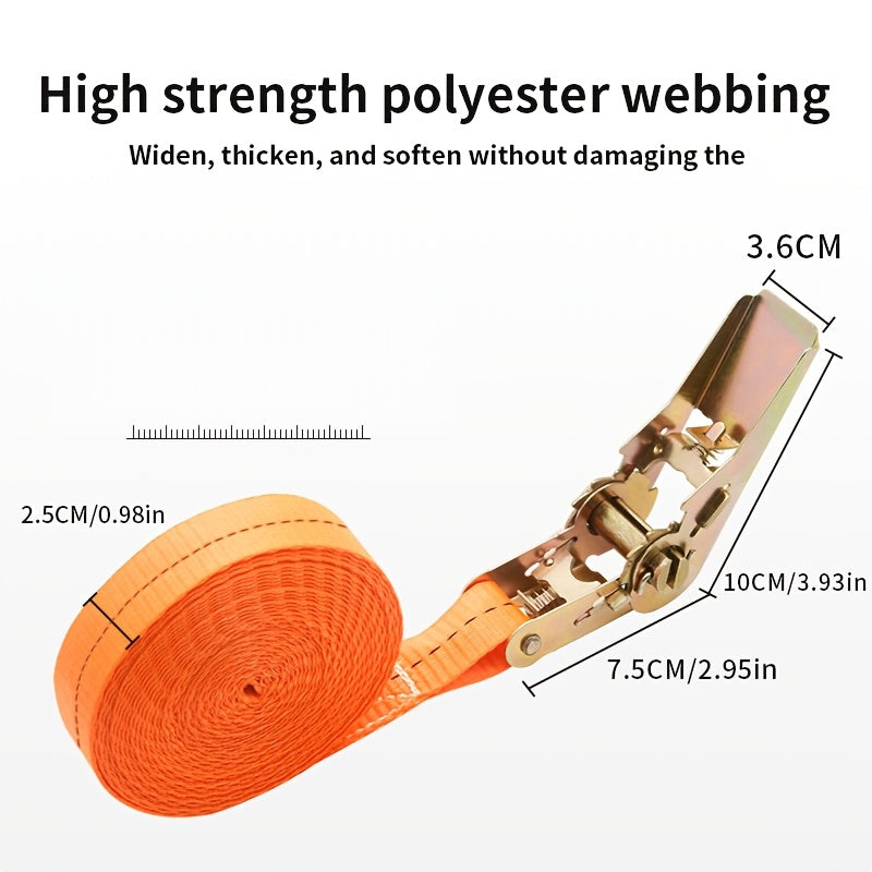 Heavy-Duty Polyester Ratchet Cargo Straps with Metal Buckle for Cars and Trucks