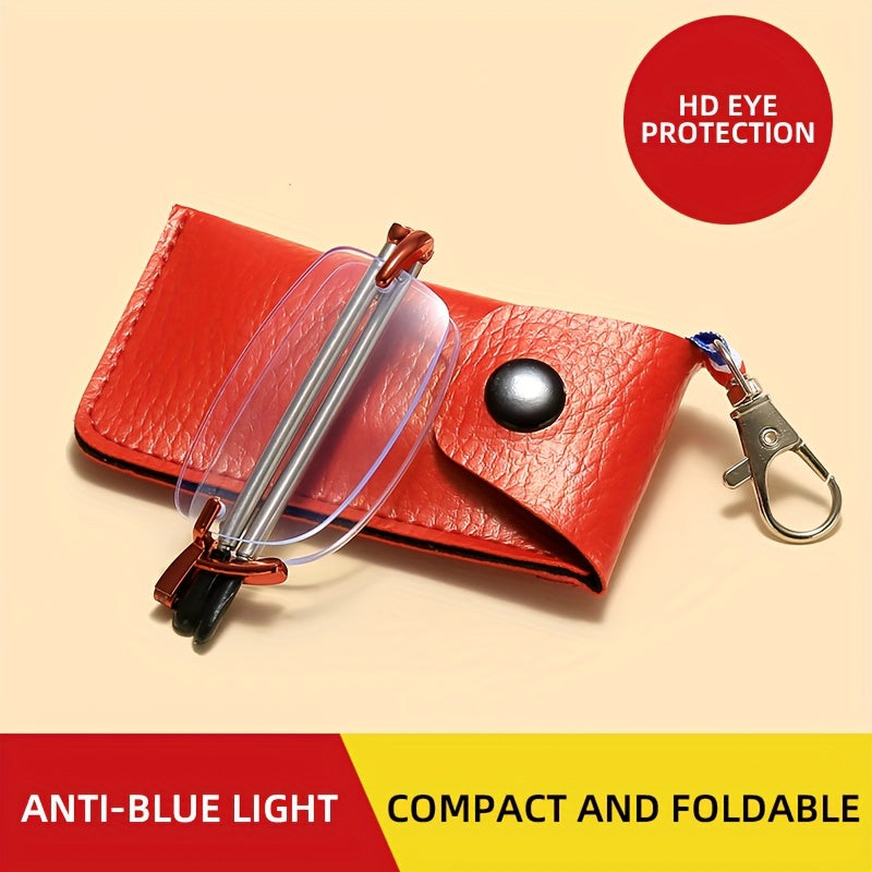 Unisex Portable Folding Rimless Reading Glasses for Computer Use Presbyopia +1.0 to +4.0