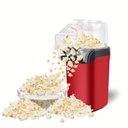 1100W yog'siz elektr popcorn tayyorlagich, shaffof konteyner va qora dozator bilan