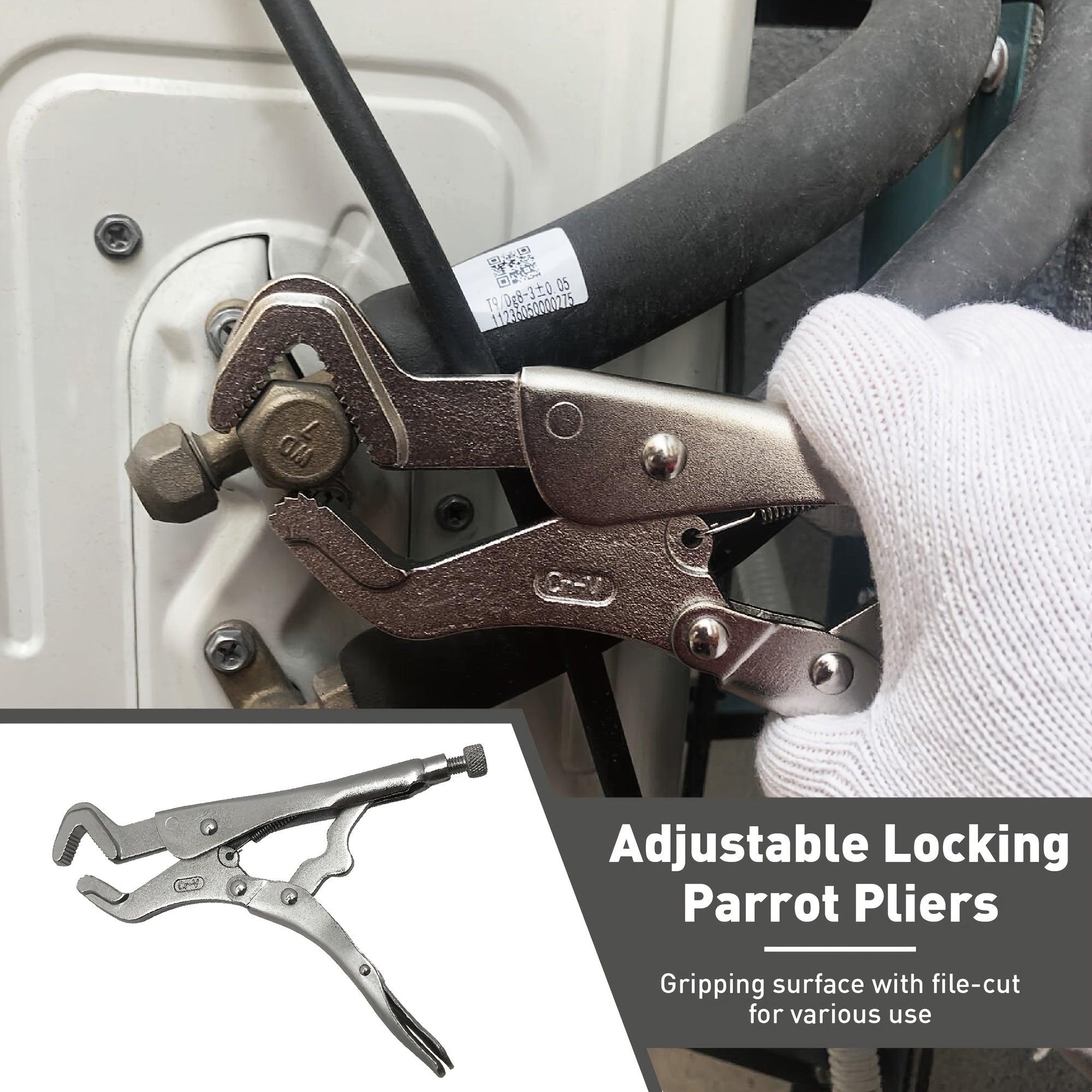 Регулируемые плоскогубцы с зажимом для носа попугая из углеродистой стали, с нескользящей рукояткой, зажим и трубопровод