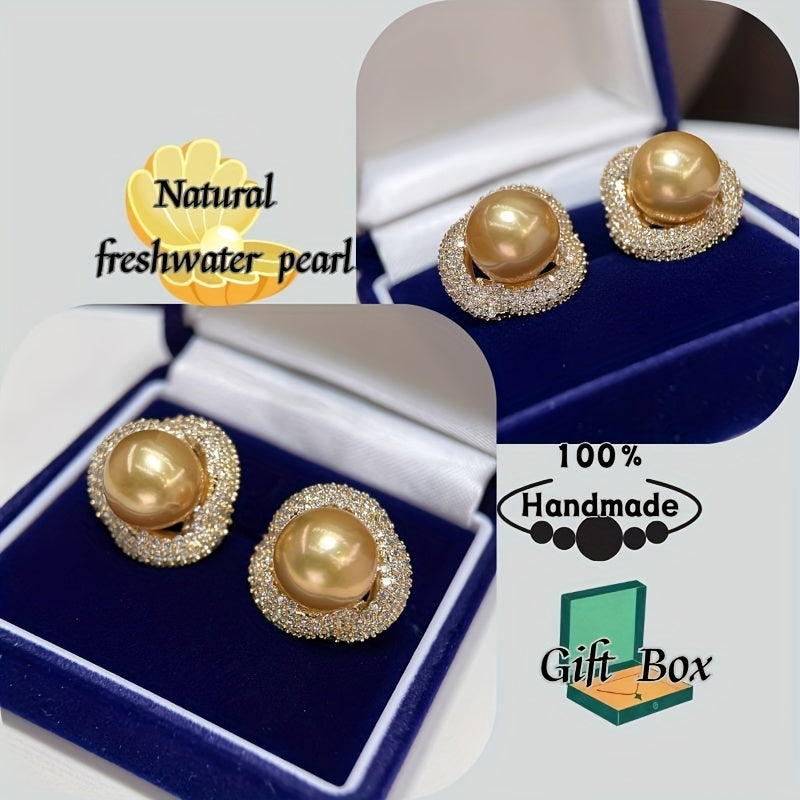 Sterling Silver Stud Earrings with Freshwater Pearl for Brides and Gifts