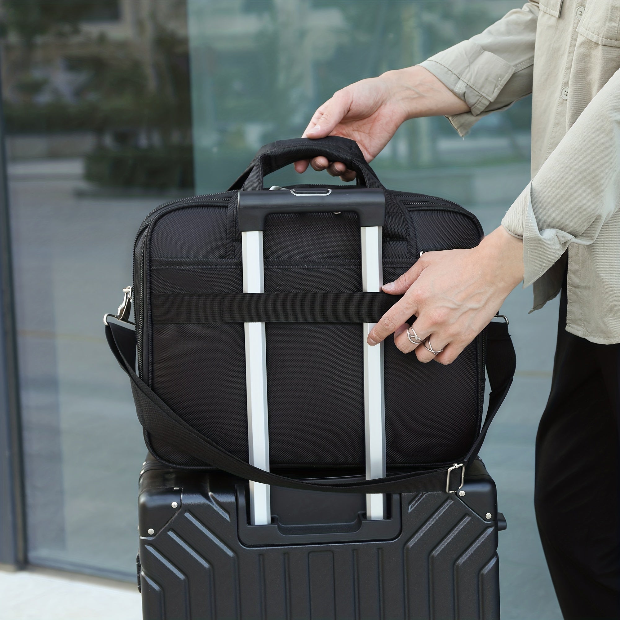 Premium Nylon Laptop Briefcase Fits 16-Inch Laptop for Travel Business School