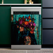 Ko'k sochli ayol gulchambar, kapalak taxtasi, uy bezaklari va sovg'alar uchun magnit