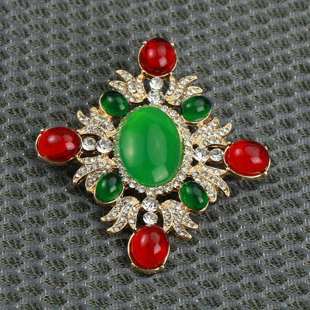 Vintage Enamel Brooch with Rhinestones Irregular Shape Elegant Jewelry Accessory