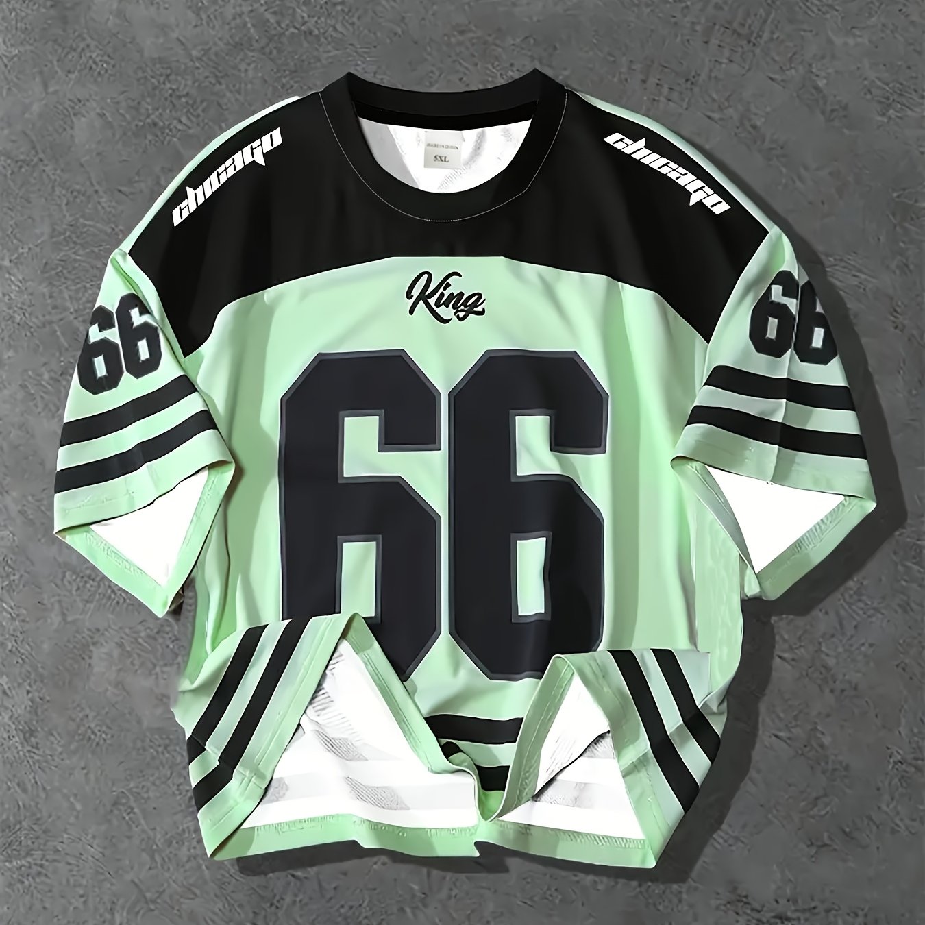 Men's Short Sleeve T-Shirt Chicago Camouflage Polyester Letter Pattern Summer Casual Loose Fit