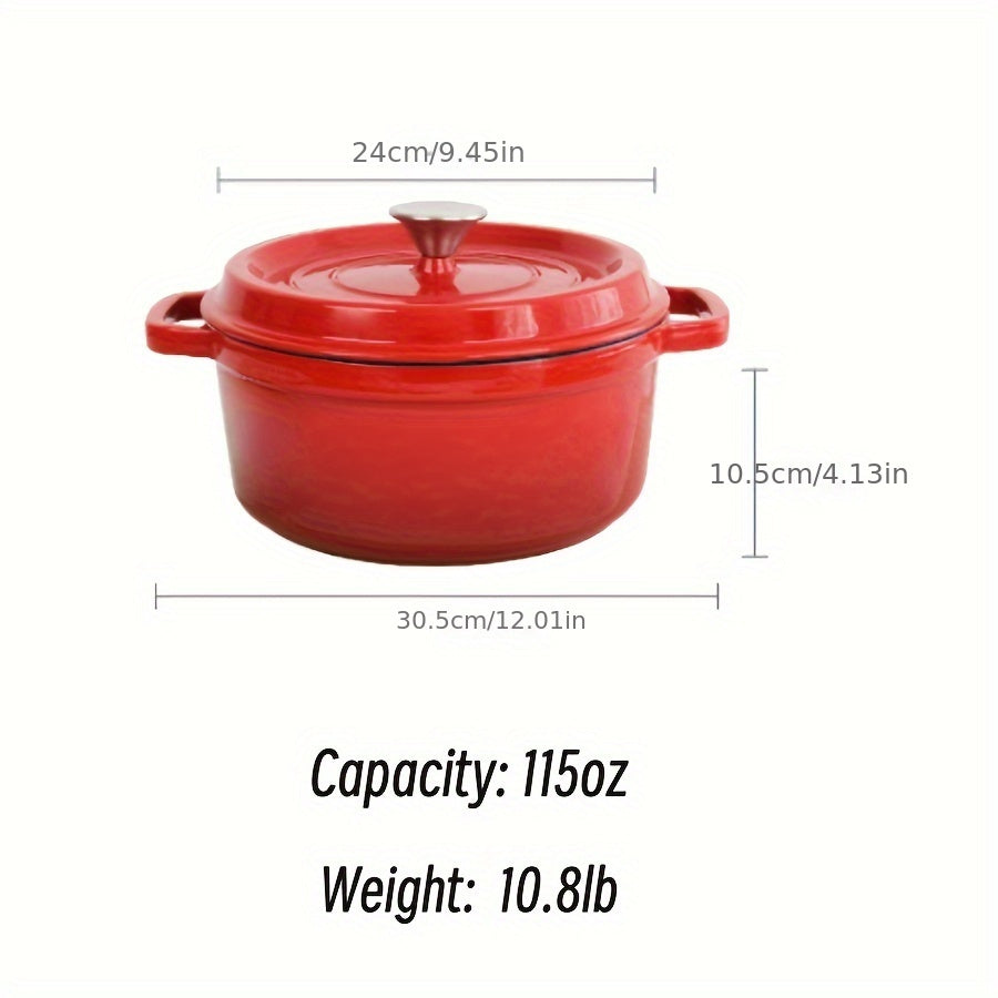 Enamel Coated Cast Iron Pot with Lid, Non-Stick, Oven and Induction Compatible, 60.8oz-115oz