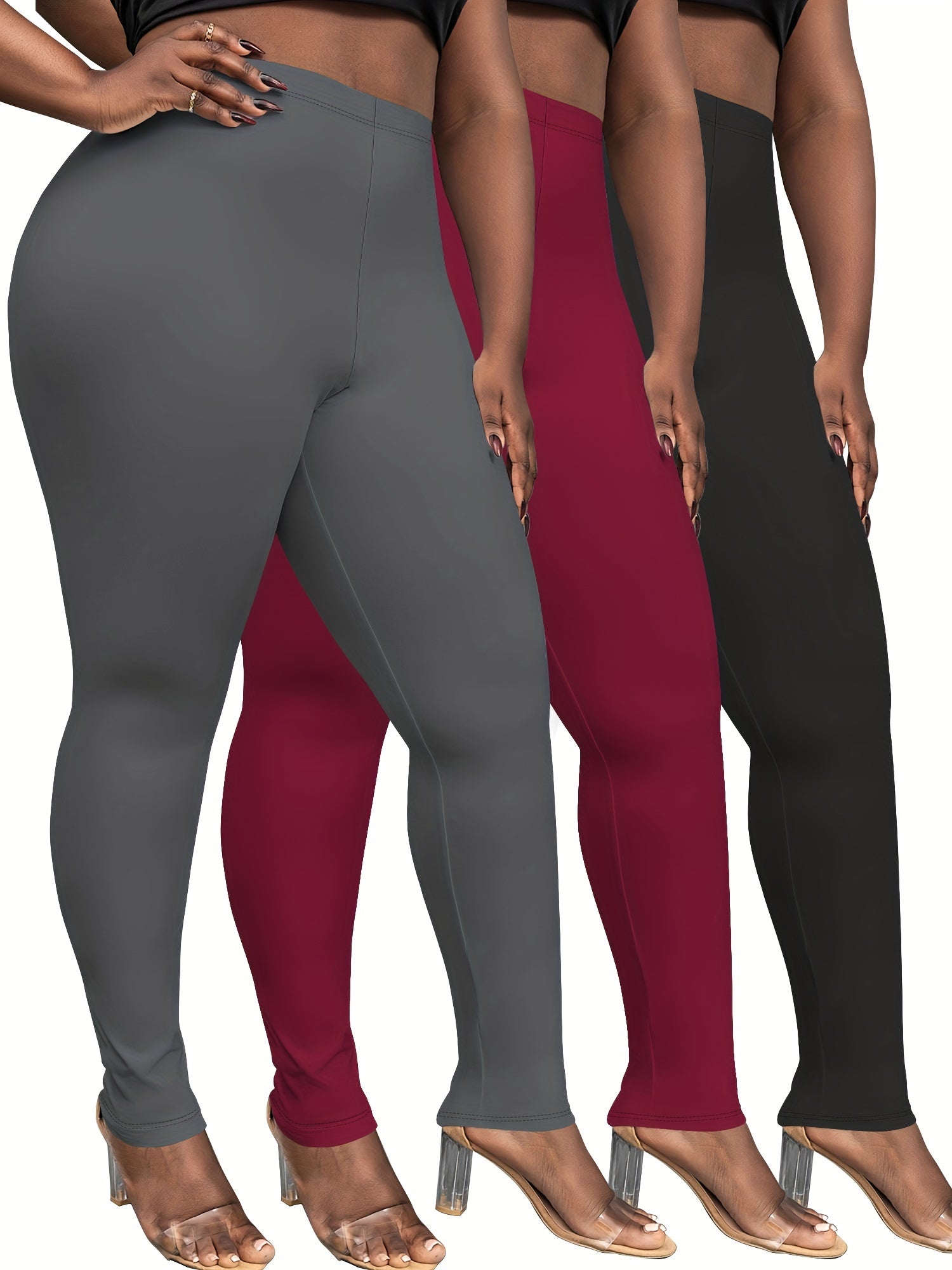 Women's High-Waisted Stretch Leggings Plus Size 9/10 Spring Summer Fall