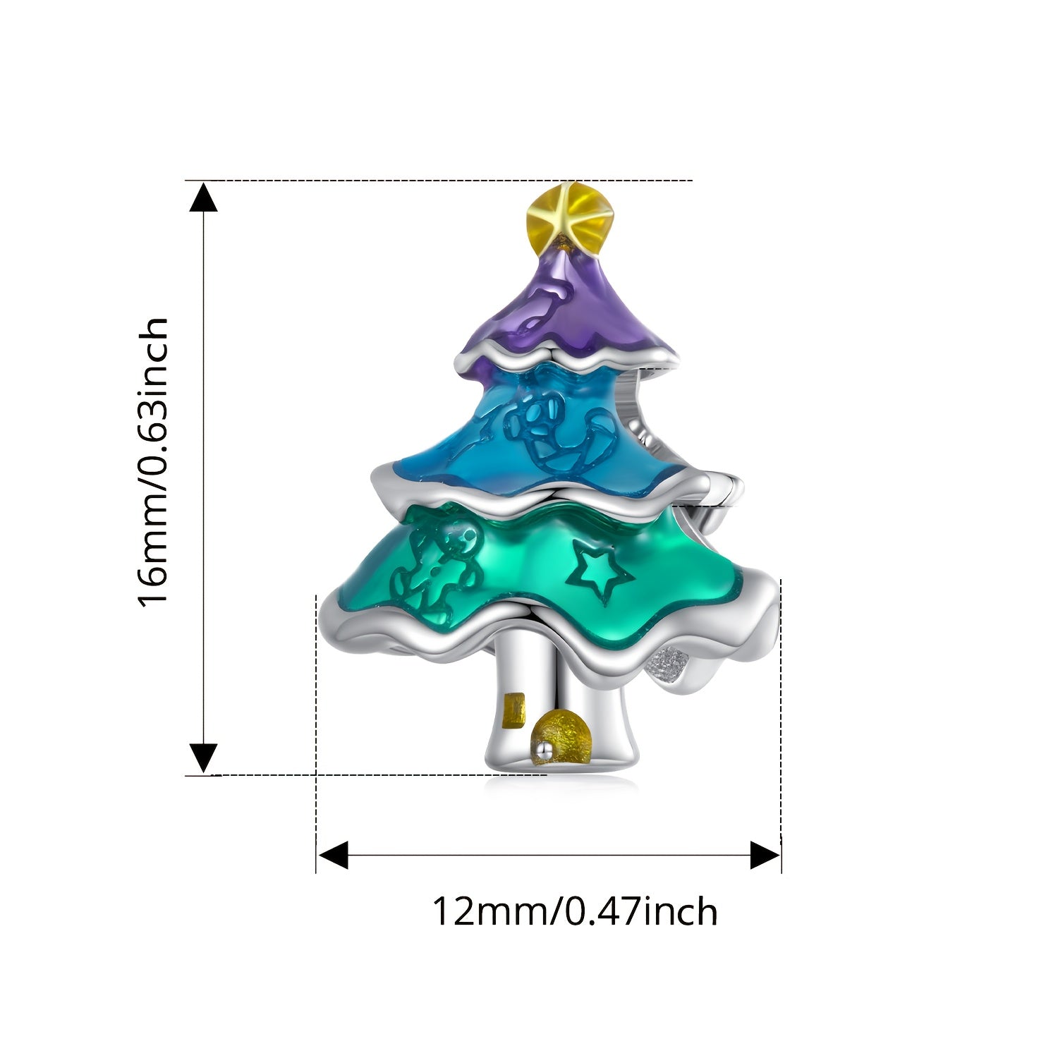 Women's Silver Bracelet with Colorful Bead Pendant Christmas Tree for Daily Wear