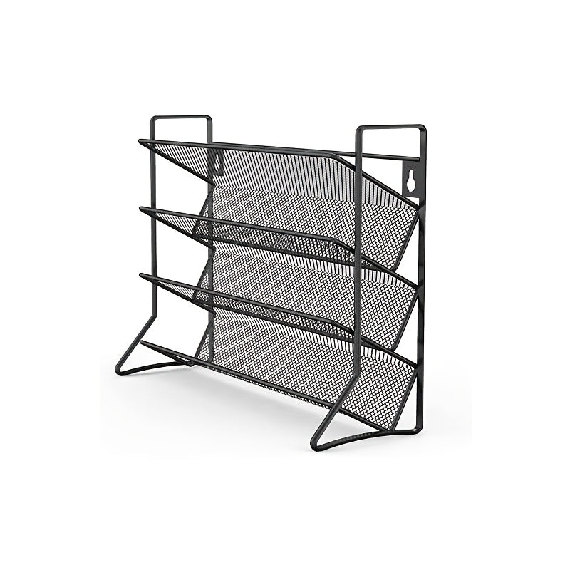 Wall-Mounted Kitchen Spice Rack Black Silver 4-Tier Holds 24 Bottles