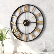 Reloj de pared romano retro de metal con aspecto envejecido 50,8 cm funcionamiento silencioso interior y exterior