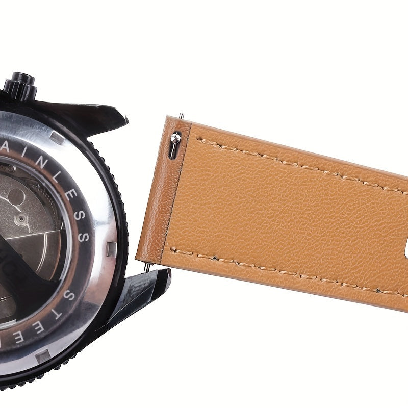 Stylish 22mm PU Leather Watch Band for Smartwatches with Quick-Release Design