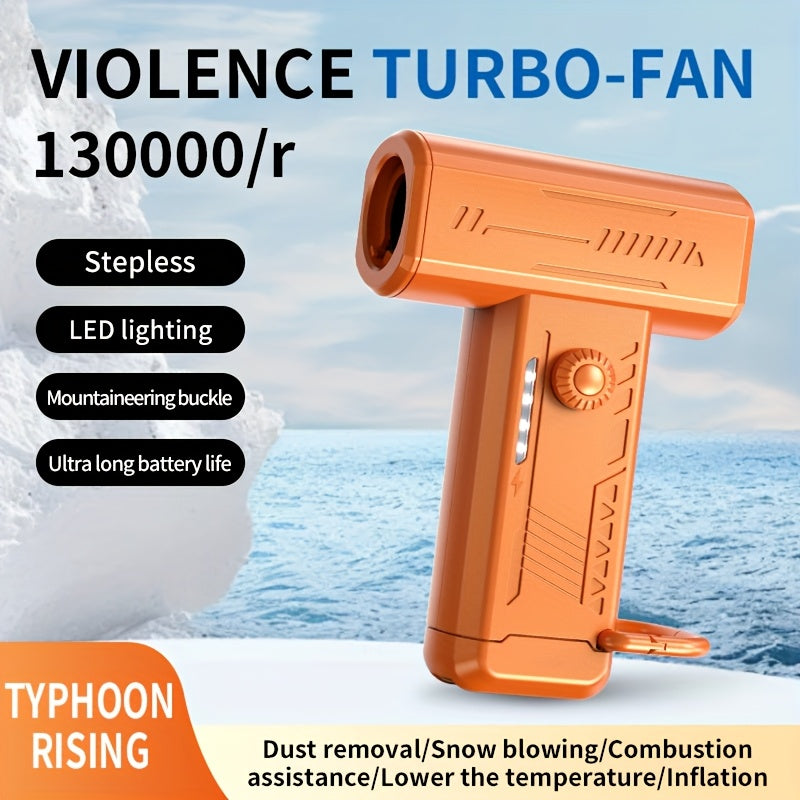 Mini Portable Turbo Fan with LED Light Dual Nozzles High-Speed Dust Removal for Home Office Car Camping