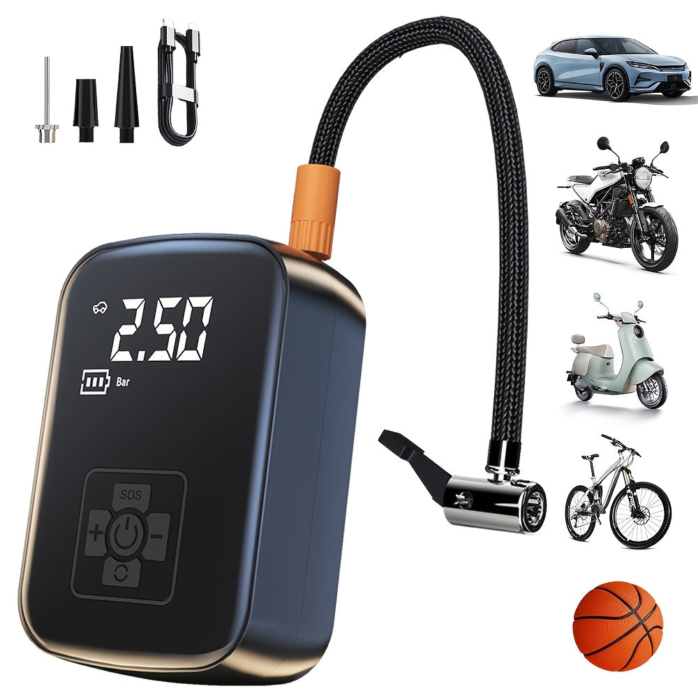 Portable Cordless Tire Inflator Air Compressor Pump Digital Display Rechargeable