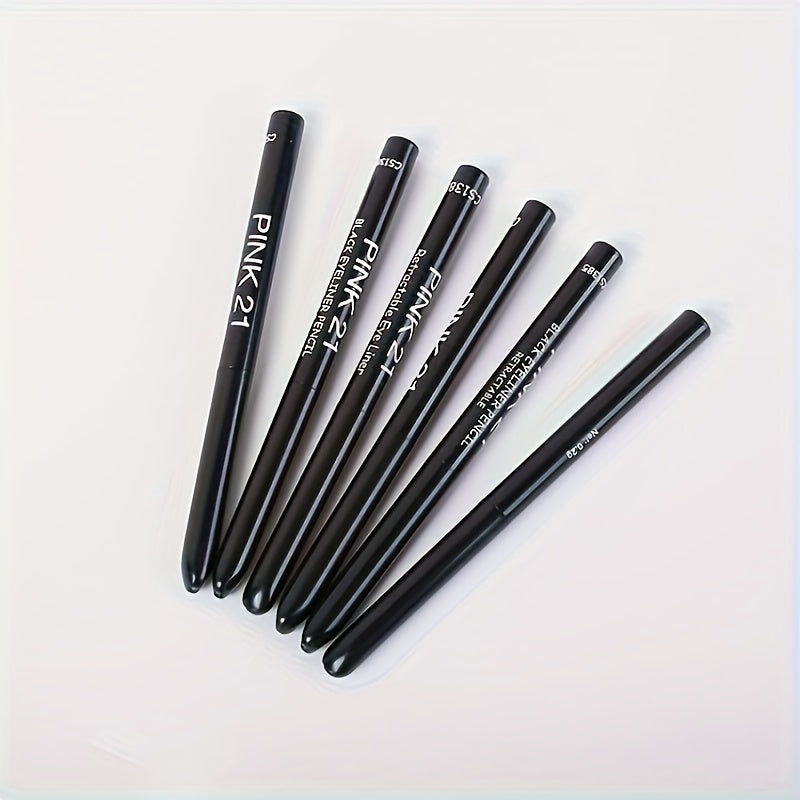 Women Waterproof Black Eyeliner Pencil 5 Pack Long-Lasting Smudge-Proof