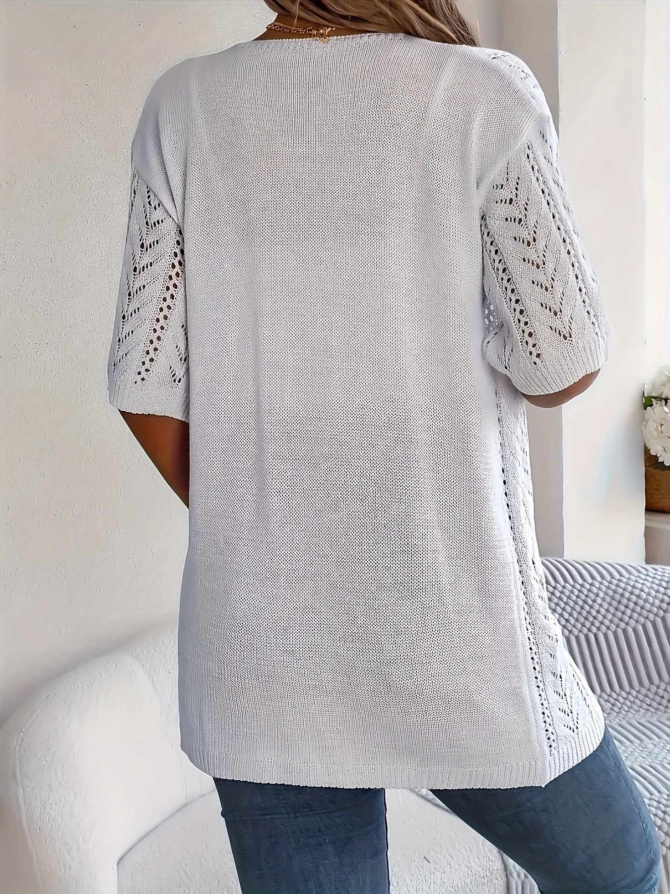 Plus Size Women's Lightweight Lace Trim Cardigan for Spring Summer