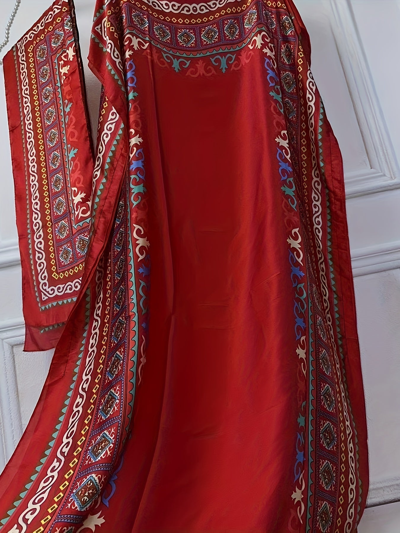 Women Floral Print Abaya Maxi Dress Batwing Sleeves Summer Wear