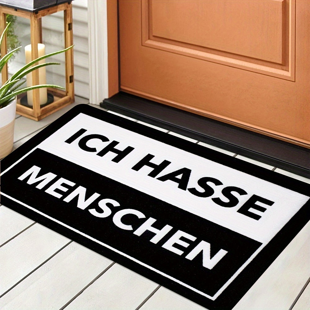 Qora va oq chiziqli polyester eshik oldi gilami, sirpanmaydigan, mashinada yuviladigan, ifloslanishga qarshi, qulay to'rtburchakli kirish gilami, 1 dona