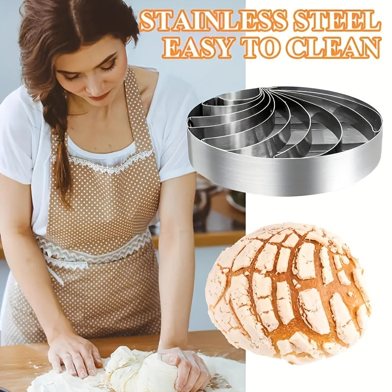 Uyda tayyorlangan non uchun shell naqshli dizayndagi zanglamaydali po'latdan yasalgan non bosish, batareyaga ehtiyoj yo'q.