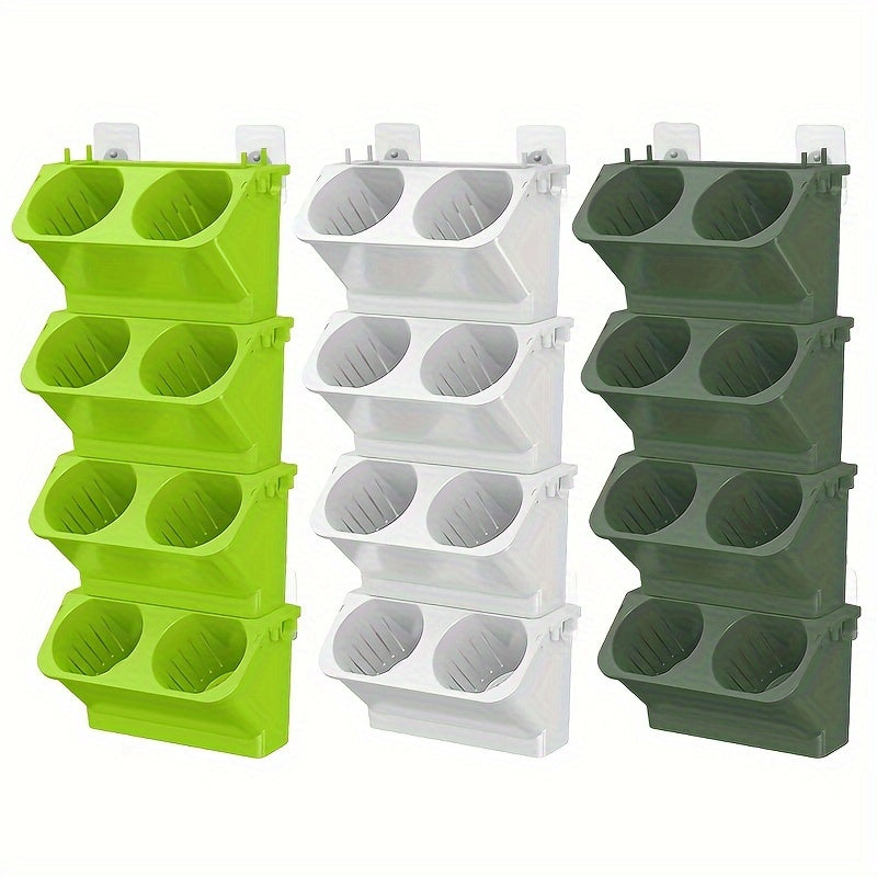 Modern Plastic Wall Hanging Flower Pot with Drainage Hole and Tray for Indoor Outdoor Plants