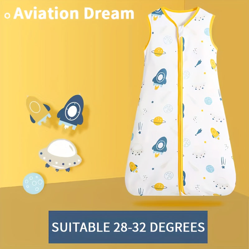 Children's Summer Sleeping Bag Sleeveless Cartoon Design Double Zippers