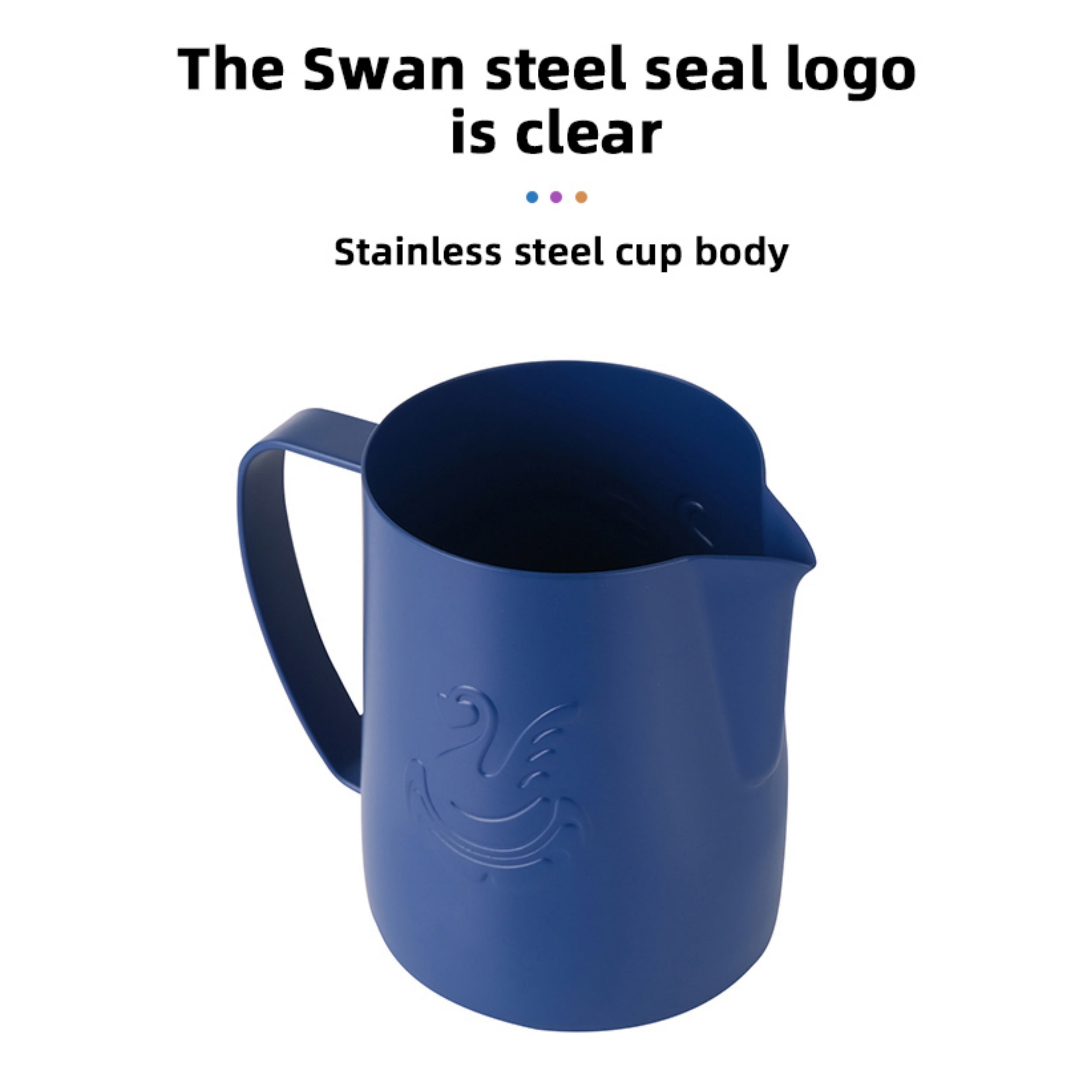 Jarro de acero inoxidable de 400ml para espumar leche con pluma para arte latte y recubrimiento de teflón